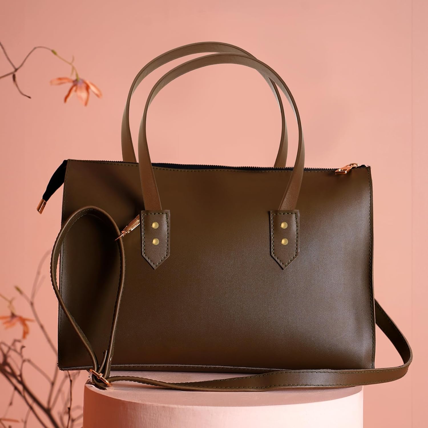 uxcell 2Pcs Leather Bag Handles, 23.6" Replacement Handle PU Leather Sew on Shoulder Purse Straps with Rivets for DIY Tote Bag Making Wallet Handbag Repair, Light Brown - Image 5