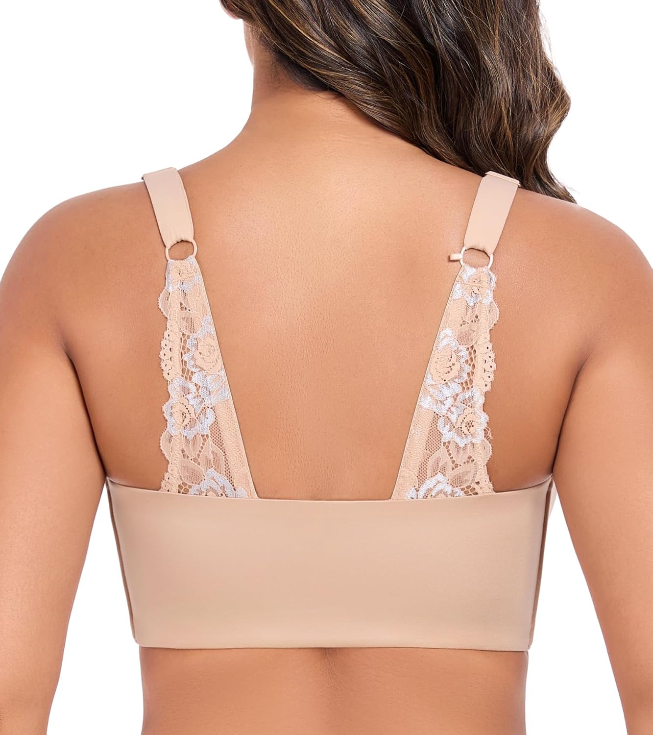 DotVol Women's Wireless Front Closure Scalloped Lace Racerback Comfort Everyday Bra - Image 7