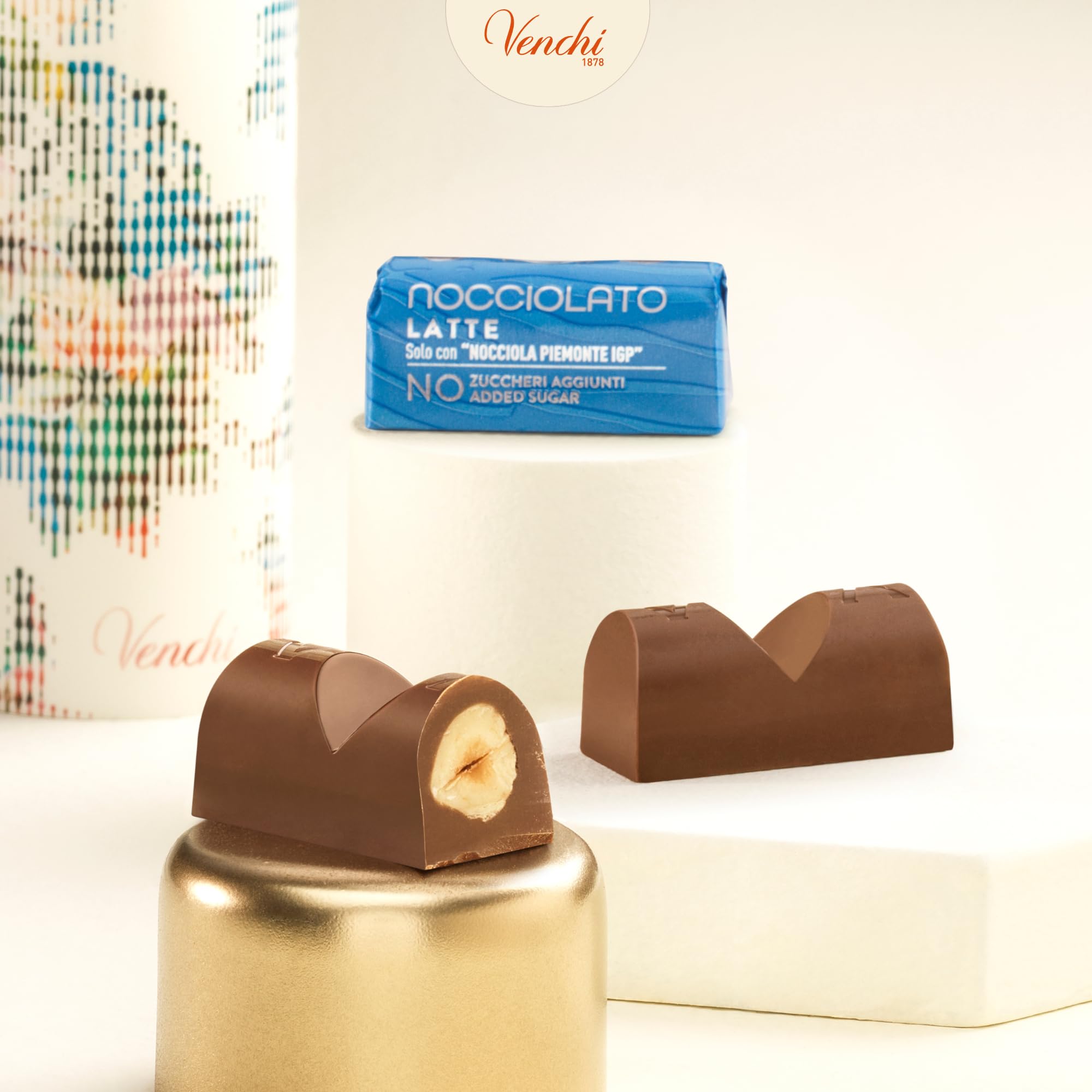 Venchi - Lingottino Nocciolato Latte -70% di Zuccheri - Cioccolatino con Nocciole Piemonte IGP intere, 1 kg - Senza Glutine