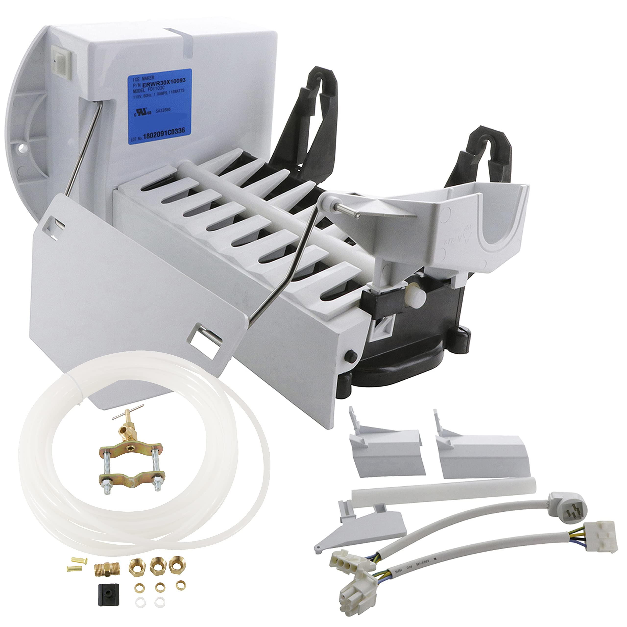 KITCHEN BASICS 101WR30X10093 Ice Maker for GE Refrigerators + Universal Water Line Kit
