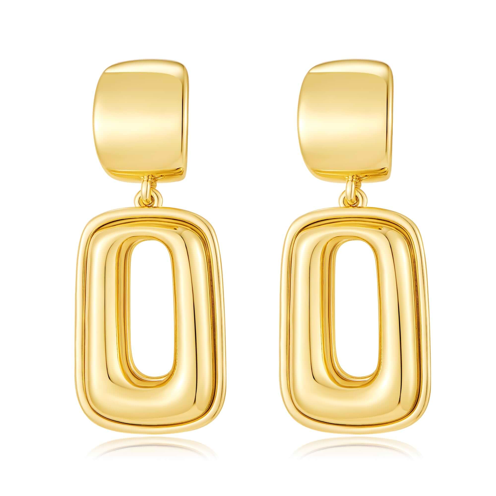 YUJIE Gold Dangle Earrings for Women, Modern Minimalist Geometric Drop Earrings 14K Gold Plated Shine Chunky Statement Jewelry Gift