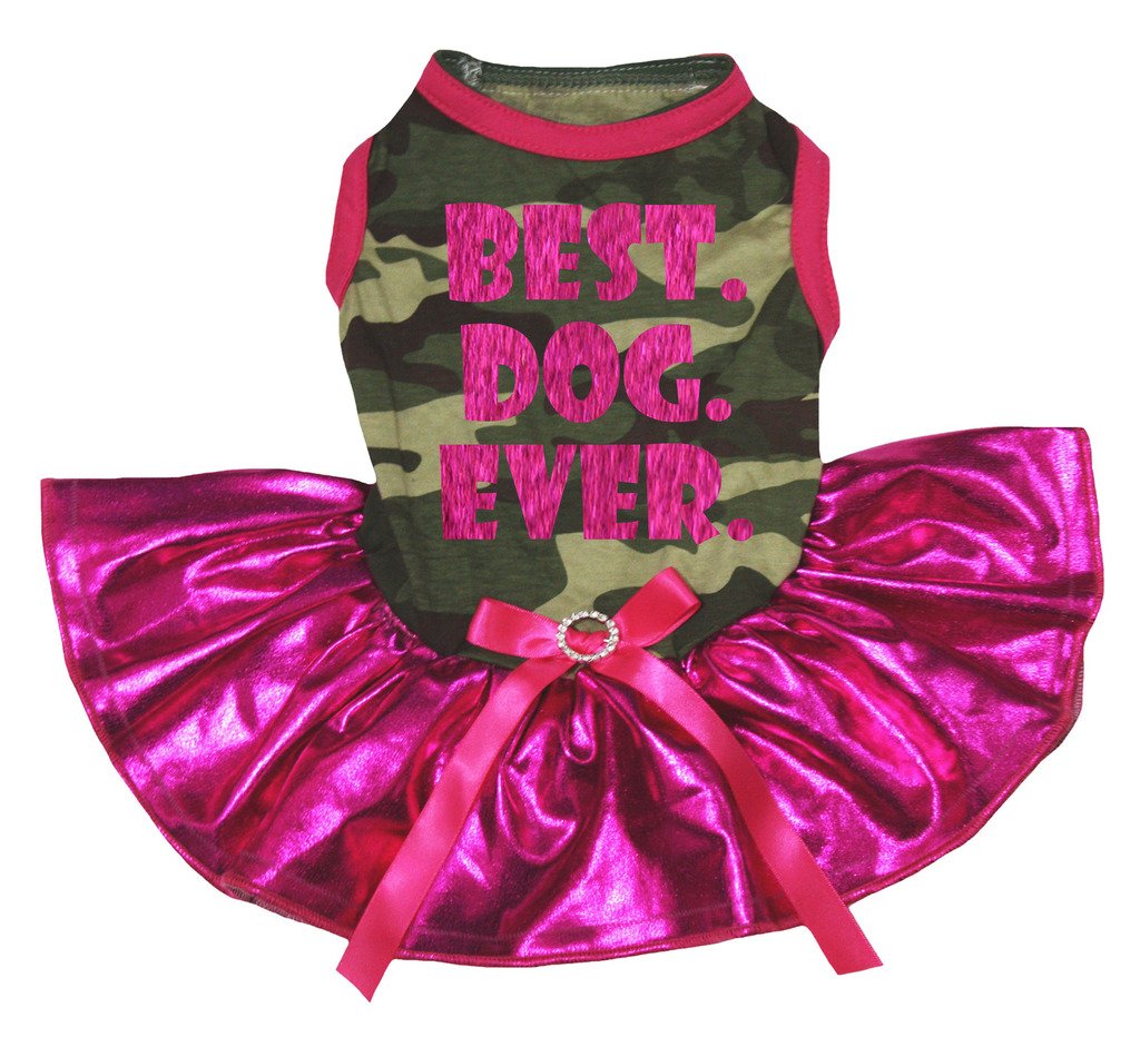 Robe camouflage pour chien XS vêtement chiot rose vif tutu bling