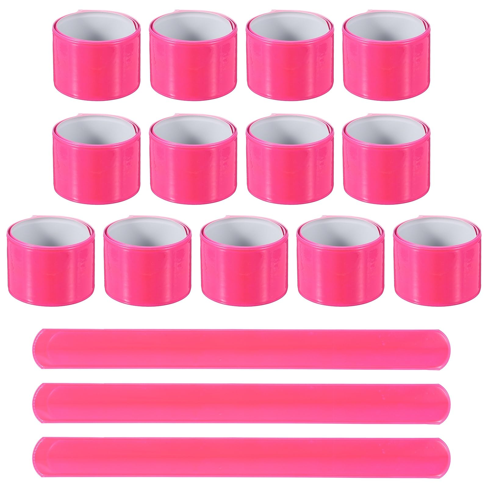 PATIKIL 16Pcs Reflective Arm Bands, 11.8" High Visibility Bands Reflector Running Gear Snap Bracelet for Night Walking Running Cycling, Pink (Arc)