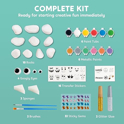 Miniatura 4 de JOYIN Kit de pintura de 12 rocas, artes y manualidades creativas, suministros de bricolaje, manualidades de primavera para niños, decora tu propia