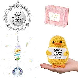 Gifts for Mom, Mom Birthday Gifts Mothers Day Suncatchers for Windows Hanging Postive Duck with Inspirational Saying Trendy Stuff Sun Catcher