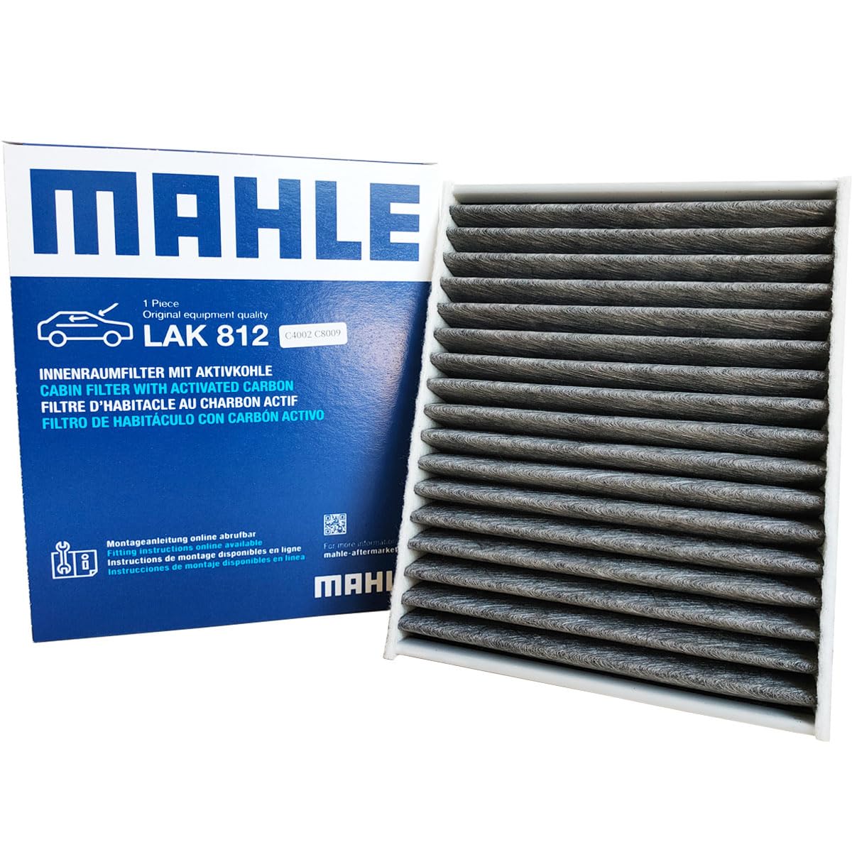 BMW Air Conditioner Filter Deodorizer Pollen 1 Series 2 Series 3 Series 4 Series M2 M3 M4 Alpina B3 B4 D3 D4 D5 (F10 F20 F22 F23 F30 F31 F32 F33 F34 F36 F80 F82 F87 MAHLE Les C4002 Activated Carbon