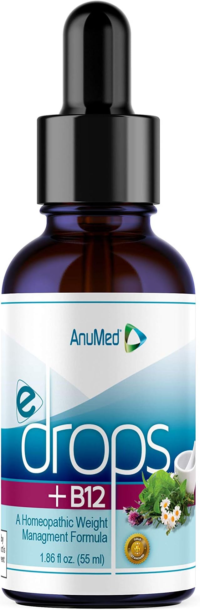 Anumed e-drops+B12 Premium Fast Fat Burner| Metabolism & Energy Booster | Control Hunger | Super Fast Transformation Healthy Weight Loss Drops | All Natural Vegan & Keto Friendly for Women & Men (2oz)