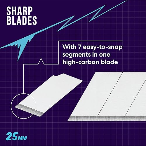 Miniatura 2 de Zoid Paquete de 5 cuchillas de acero a presión de 0.984 in, cuchillas afiladas de acero al carbono para corte en casa y proyectos, cuchillas para