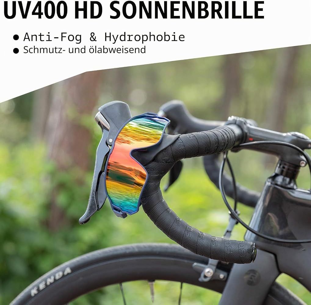 ROCKBROS Fahrradbrille Polarisierte Sportsbrille HD Bunte Sonnenbrille mit UV-Schutz Winddicht Radsportbrille für Radfahren Laufen Angeln Golf Wandern Herren Damen Dunkelblau Sport & Freizeit