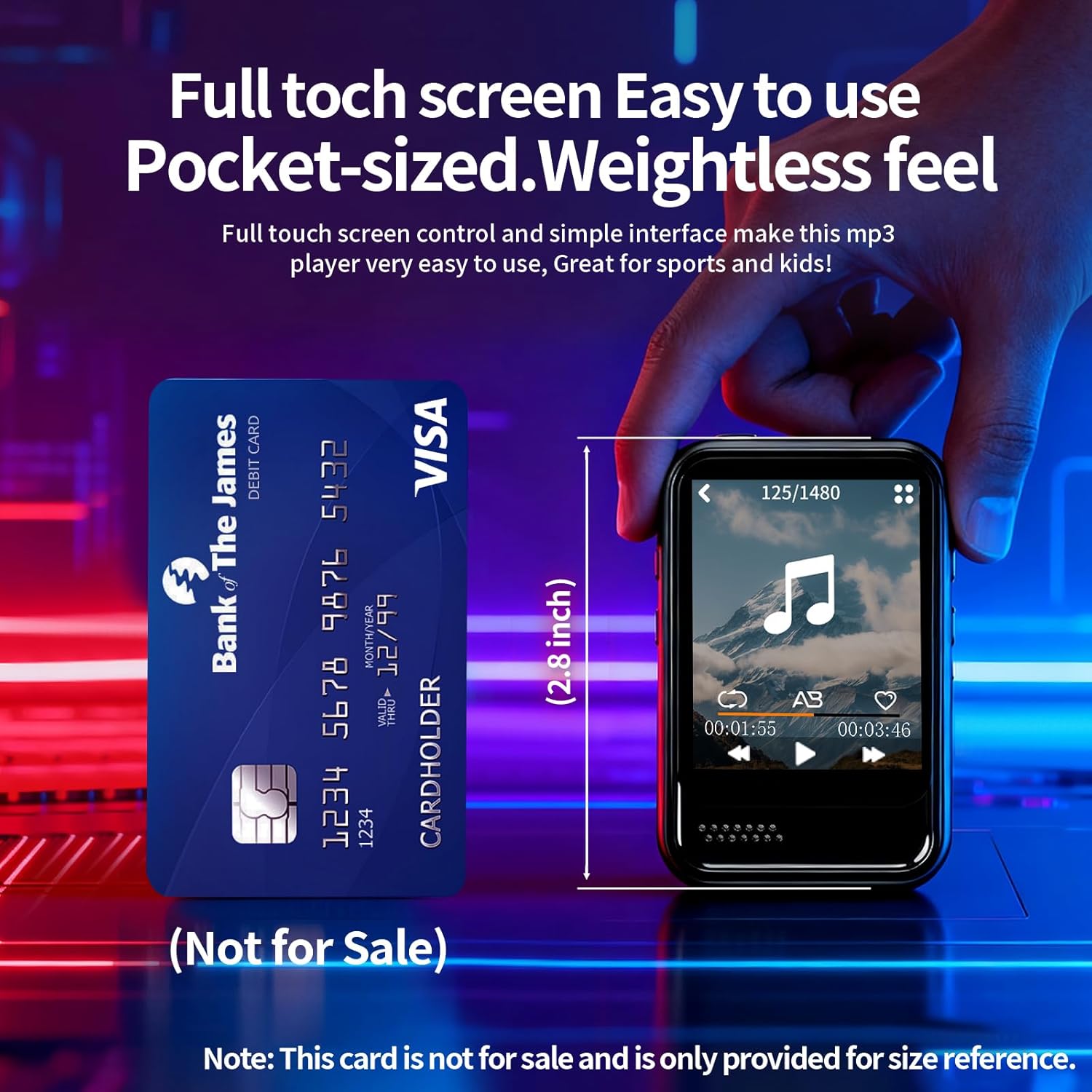 MP3 Player with Bluetooth,Mini MP3 Player with Speaker,Built-in Micro SD Card Slot,Portable Music Player with FM Radio,Video,Voice Recorder,Earphones, for Kids,Sports and Gifts,Max 512GB Expand