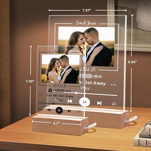 Miniatura 7 de Dreamdecor Placa personalizada de Spotify  Regalos personalizados para novia y novio  Placa acrílica grabada para álbum de fotos  Regalo ideal de