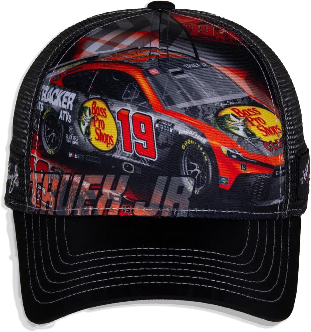 Checkered Flag Sports Martin Truex, Jr. #19 NASCAR Car Sublimated Black Mesh Structured Hat