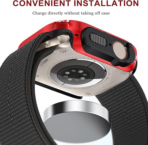 Miniatura 3 de NINKI Funda protectora para Apple Watch Ultra 2 de 1.929 in, color negro con rojo, a prueba de golpes, de TPU suave, funda protectora para Apple