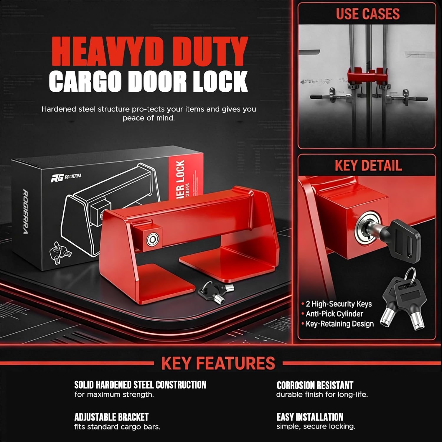 Cargo Door Lock, Shipping Container Lock for Semi Trailer Trucks & Containers Heavy Equipment Anti Theft Includes 2 Keys
