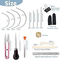 Vista 2 de Juego de 33 piezas de encuadernación de libros, 4 carpetas de hueso, papel plegable, suministros de encuadernación de libros con aguja