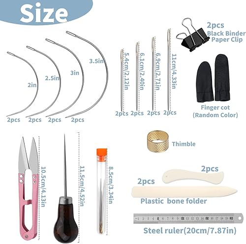 Miniatura 2 de 33 kits de encuadernación de libros, 4 piezas de carpeta de hueso, papel plegable, suministros de encuadernación de libros con aguja de