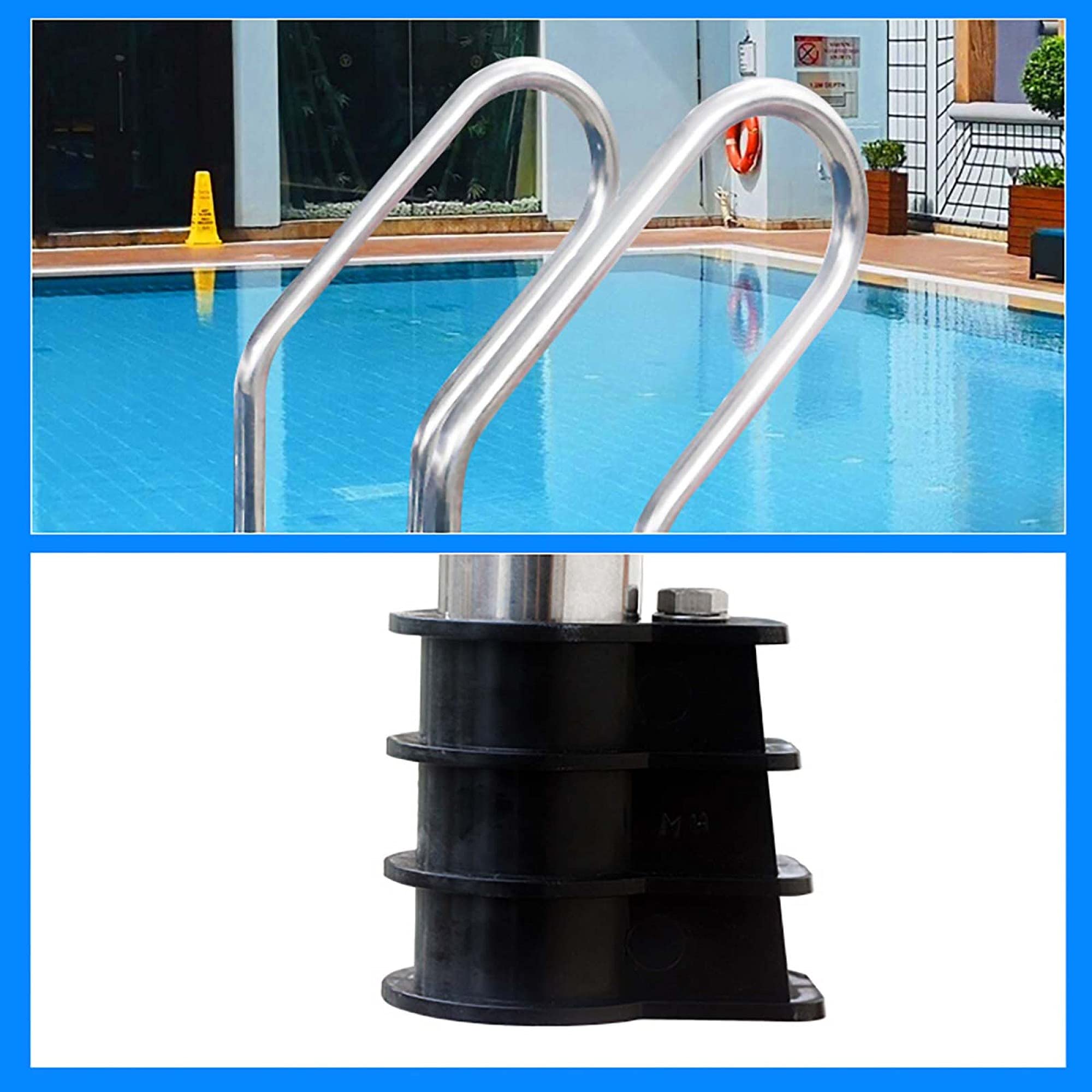 Stainless Steel Pool Ladder, with 3 Non-Slip Footsteps