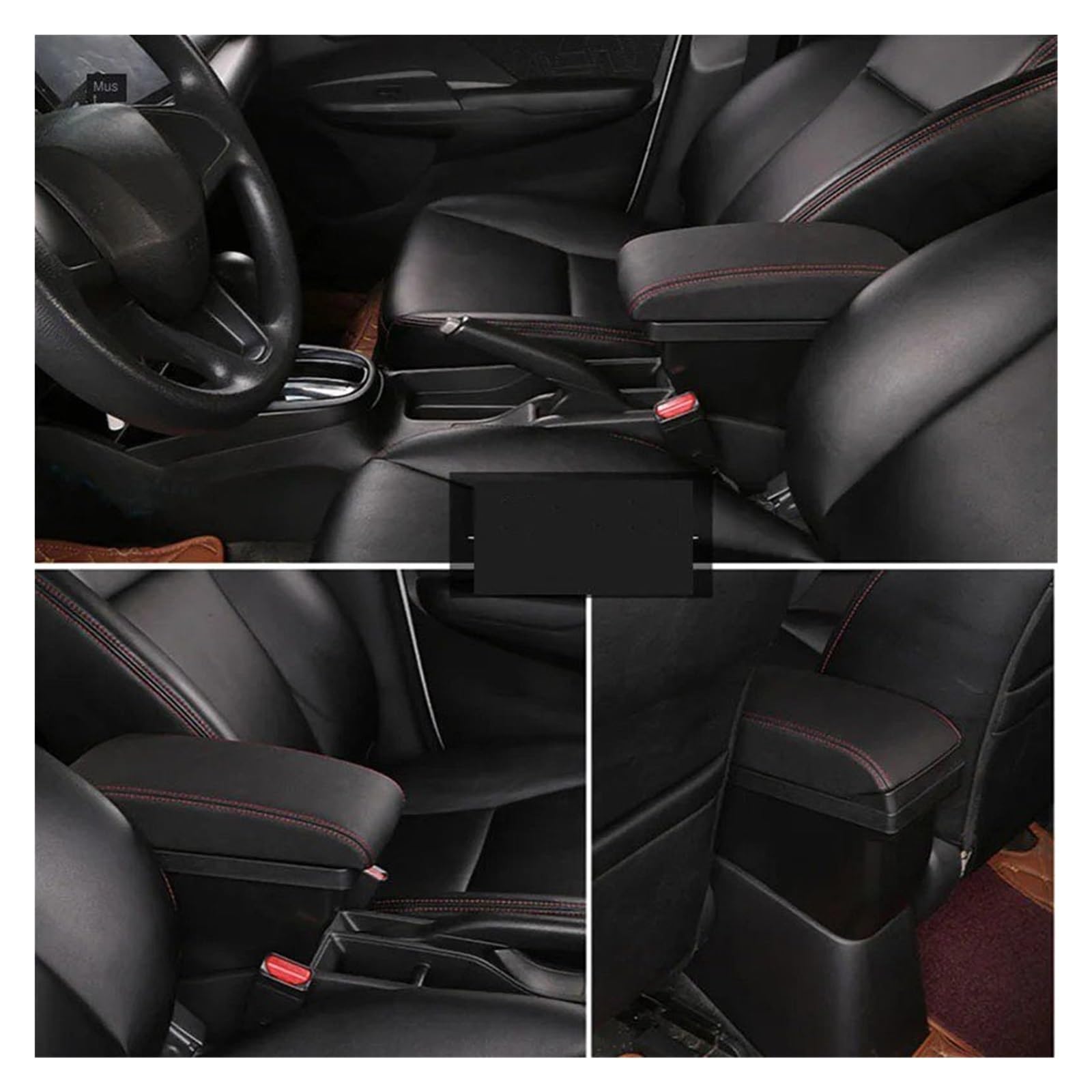 Mittelarmlehne Für VW POLO Mk5 6R 2012-2018 Auto Armlehne Box Lagerung Box Auto Mittelkonsole Armlehne Box(B black line Corium)