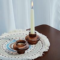 Vista 5 de VOHO Brown Candlestick Holders Set of 6, Old Fashioned Candle Sticks Holder Decor for Daily Room/Halloween/Thanksgiving Party, Double Side Taper