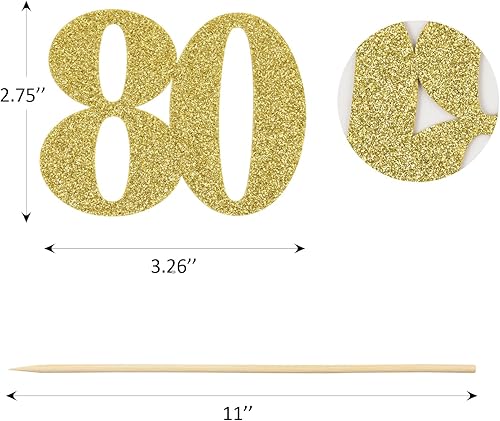 Miniatura 6 de 16 piezas de centros de mesa de cumpleaños número 80 con purpurina de doble cara para mesas número 80, decoración de fiesta, suministros de