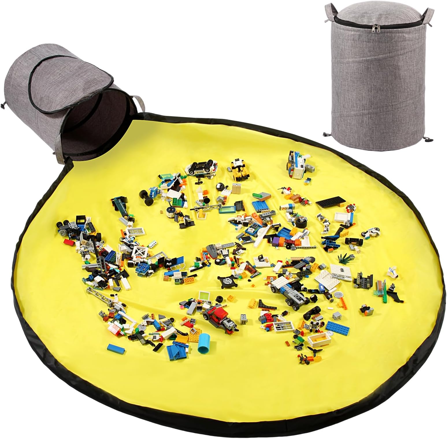 Toy Storage Bag and Play Mat,Toy Storage Organizer,Storage Bins,Grey