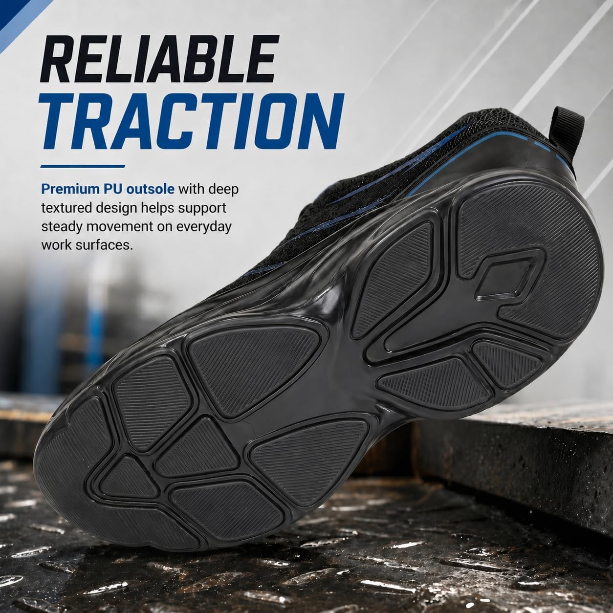 Men's Steel Toe Work Shoes, Lightweight Safety Sneakers