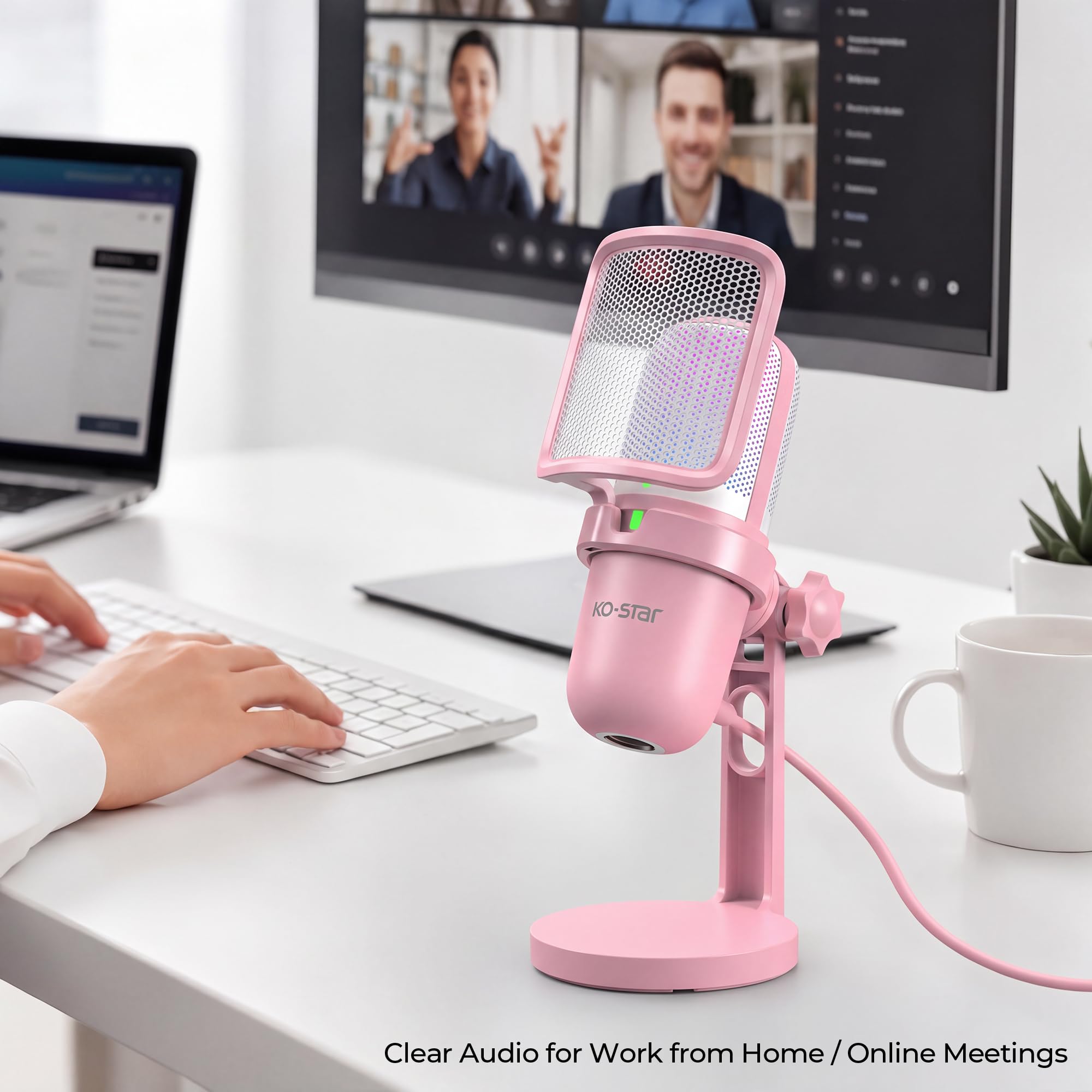 Mikrofon USB do komputera, mikrofon Asmr, mikrofon do gier komputerowych do PS4 / PS5 / Mac, mikrofon strumieniowy do gier komputerowych, mikrofon pojemnościowy ze strumieniowaniem RGB, filtr