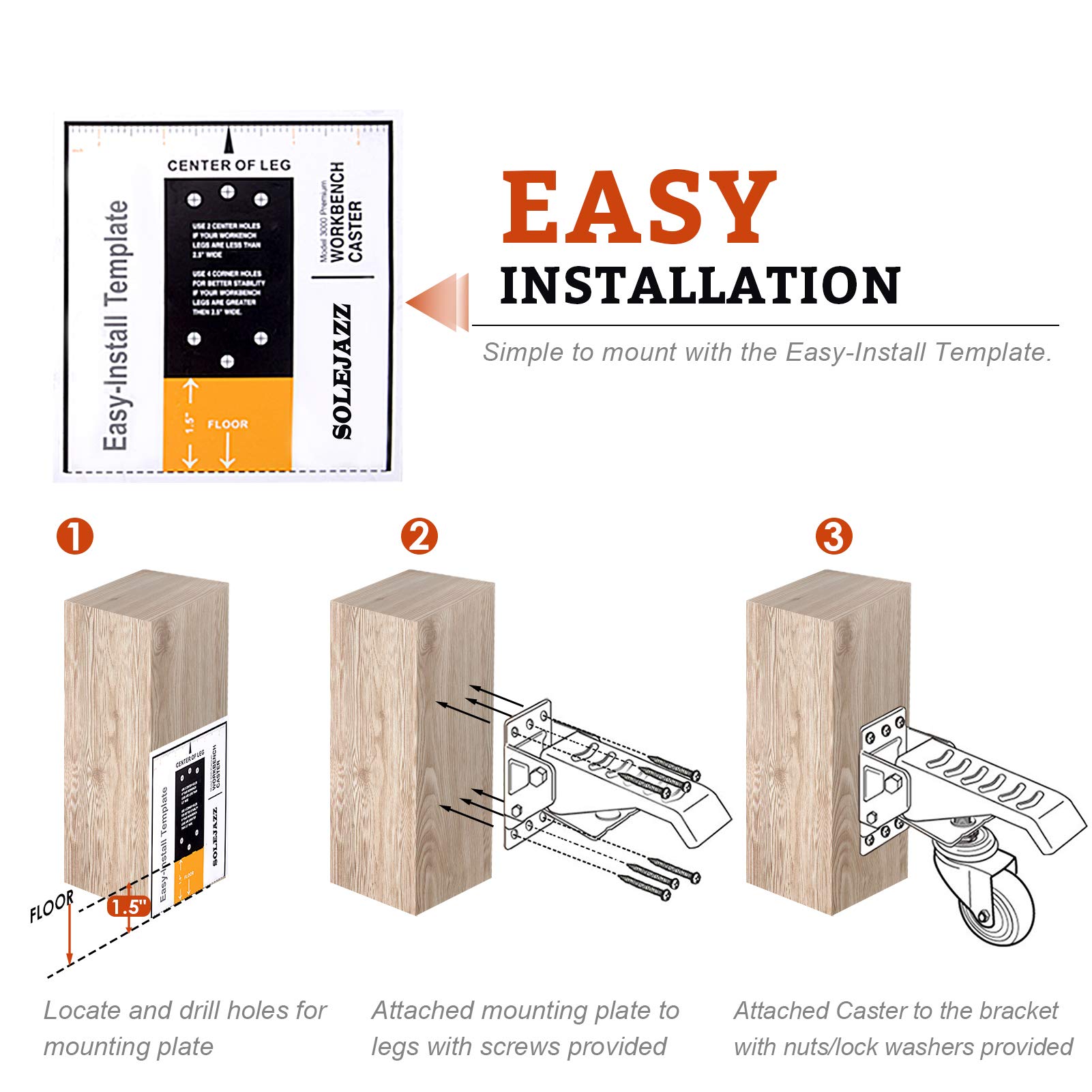 Buy SOLEJAZZ Workbench Caster kit 660 LBS Capacity 4 Heavy Duty