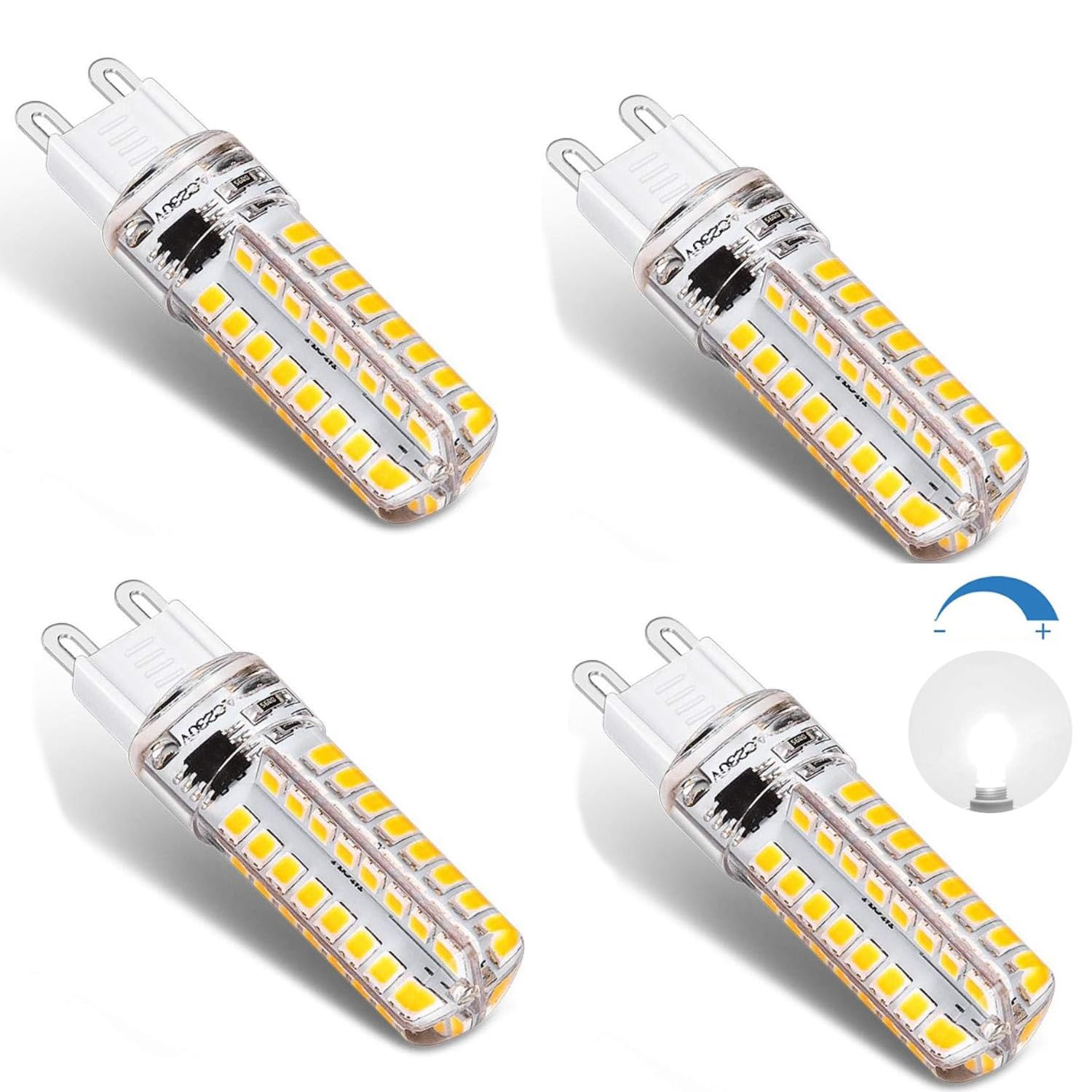 4 Pack G9 LED Bulb Dimmable White 6000K Daylight 7W, Chandelier Lighting No-Flicker Light Bulb, 5-100% Dimming, 240V AC