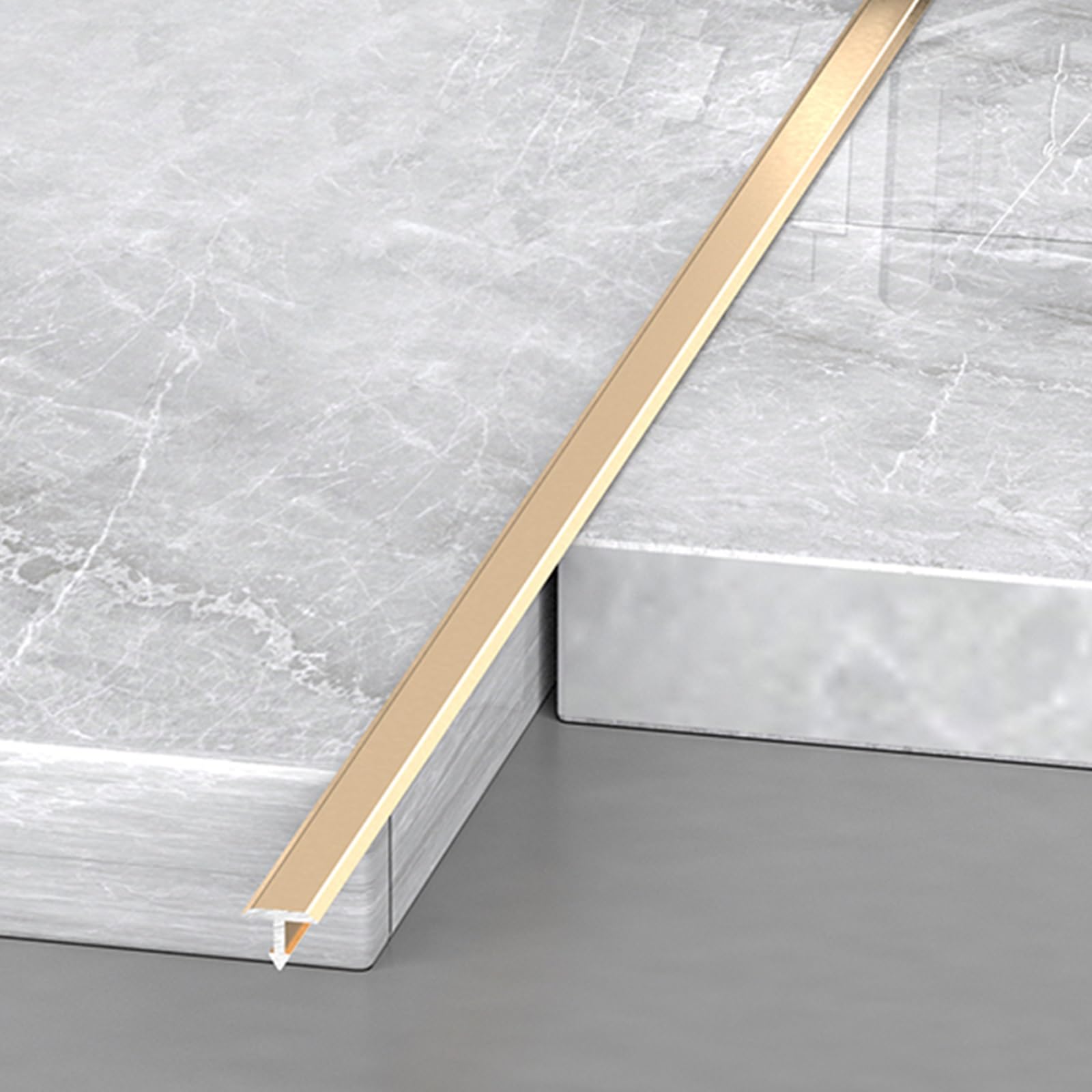 Aluminiowa listwa przejściowa do podłogi, bardzo wąska, płaska konstrukcja do łączenia szwów podłóg winylowych i płytek