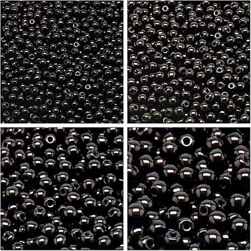 Juego de cuentas negras redondas de cristal checo genuino de 0.118in, 0.157in, 0.236in, 0.315in. Total 275+