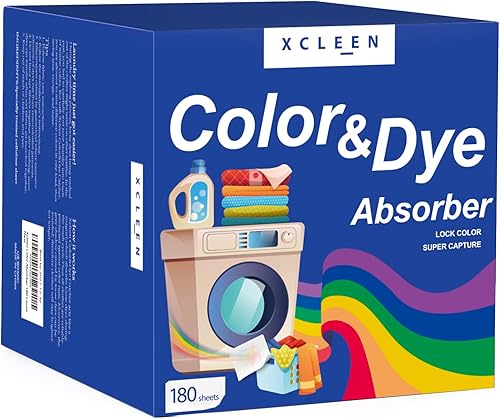 Miniatura 1 de Xcleen 180 hojas de atrapamiento de tinte de color para lavandería, sin fragancia, evita que la ropa se manche, hojas de captura de color para el