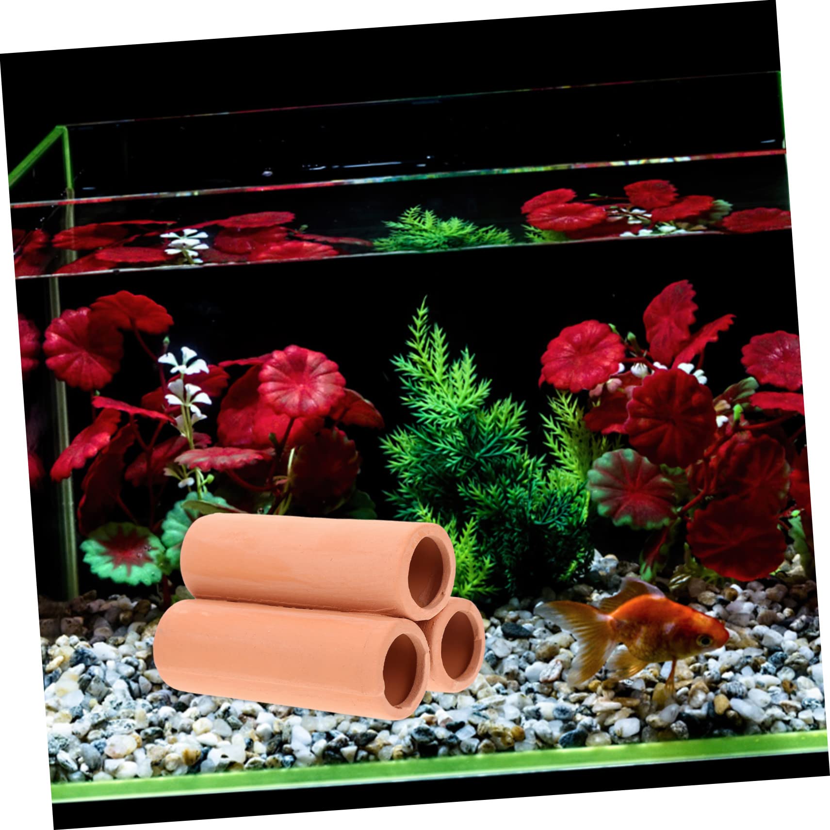 YARNOW 4 Juegos Olla De Barro del Tanque De Peces Cueva De Hábitat De Camarones Titular De La Planta del Acuario Adornos Acuario Pecera Refugio De Peces Escondite De Peces 2 Piezas * 4