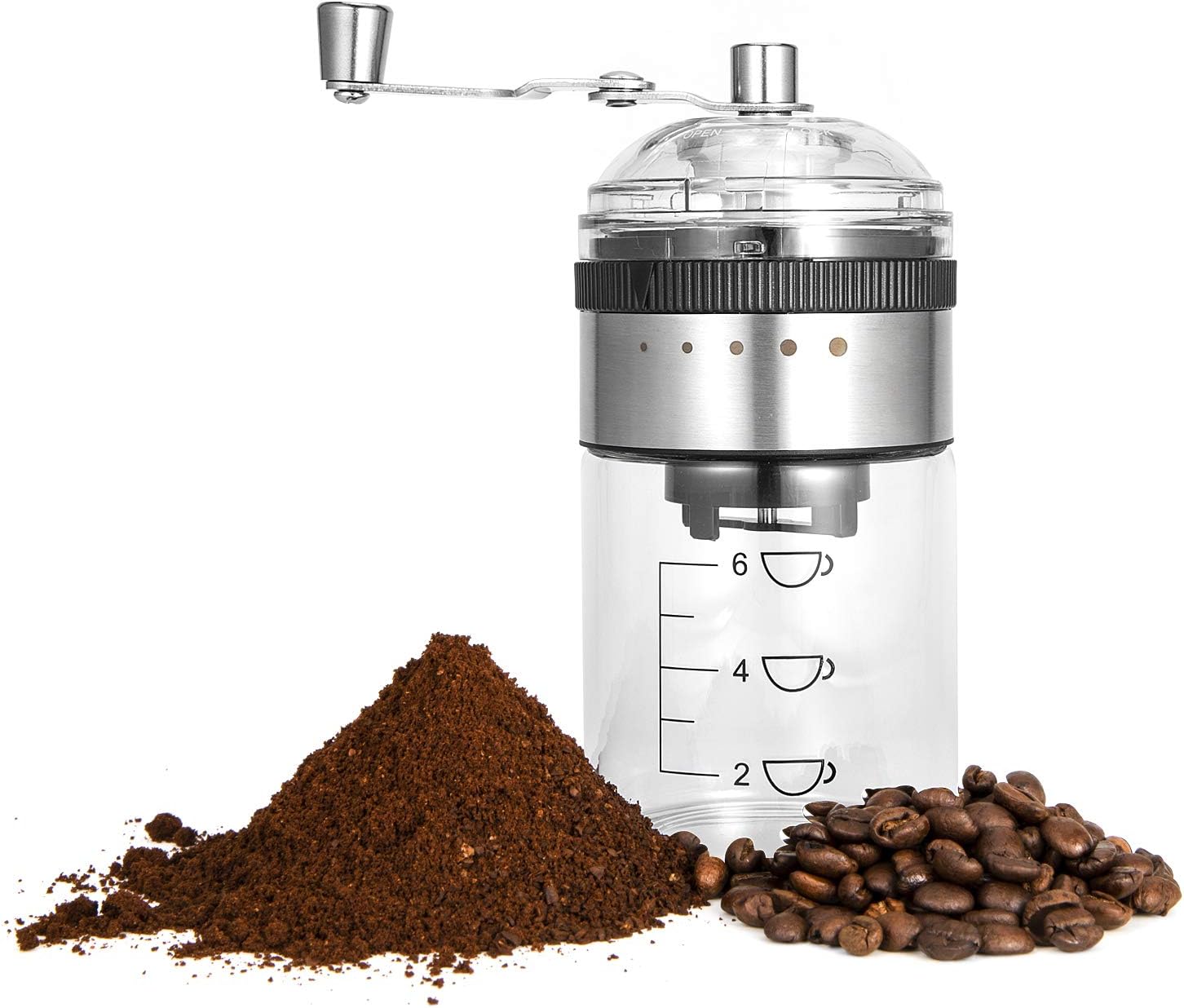 MICOCAH Manual Coffee Grinder with Adjustable Setting, Burr Grinder for Coffee Beans, Hand Coffee Grinder Mill with Ceramic Burr, Portable Hand Crank Coffee Bean Mill for Home Use, Camping