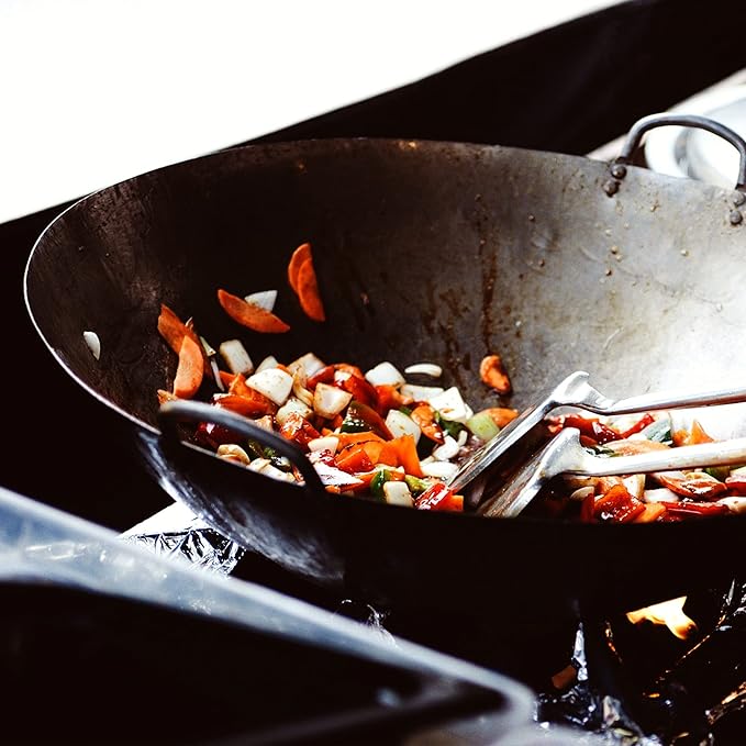 Wok Bayou Classic 8540 acero carbono fondo plano 15.5 pulg miniatura 4