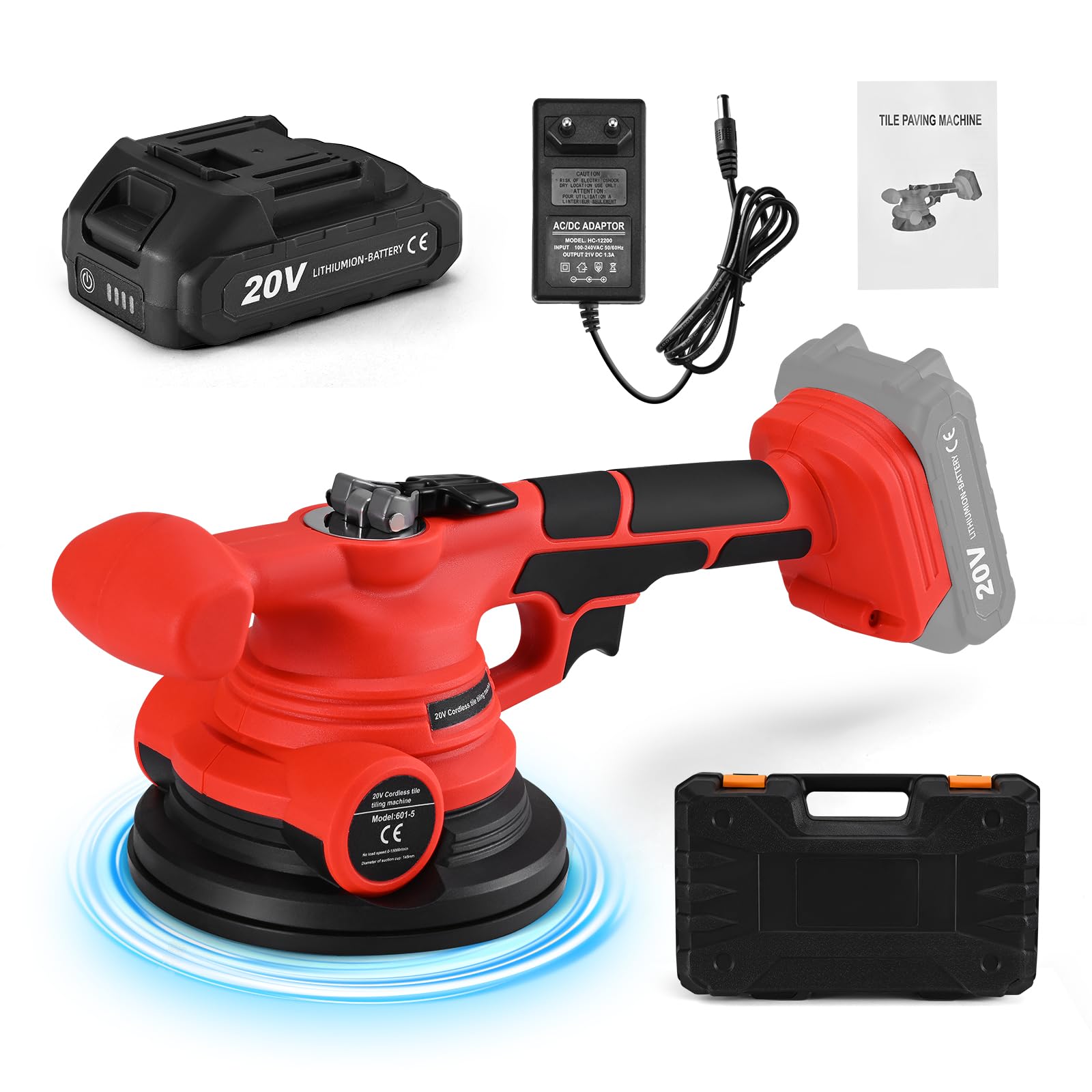 Fliesenleger Maschine Elektrische Fliesen Vibrator Mit 145 mm Saugnapf 0-18000rpm Stufenlose Geschwindigkeitsregulierung Vibrationswerkzeug zum Verlegen von Wandfliesen