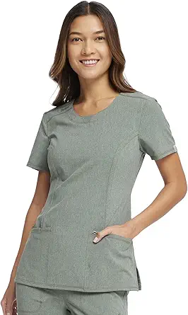 Cherokee Round Neck Scrub Tops for Women  4-Way Stretch with Superior Performance and Comfort, Infinity Uniforms 2624A