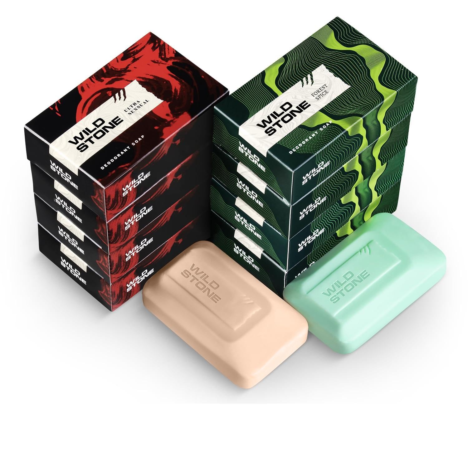 Wild Stone 4 Ultra Sensual and 4 Forest Spice Combo for Men, Pack of 8 (100gm each)