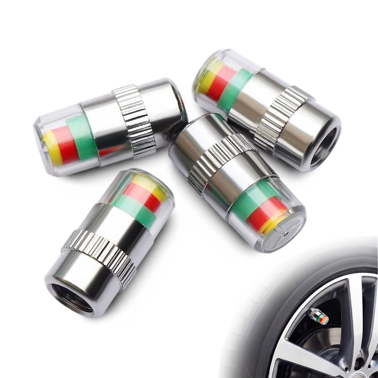 ANKI Car Tire Pressure Monitor Valve Stem Caps Sensor Indicator 3 Color Eye Alert 4Pcs