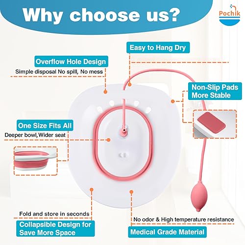 Vista 20 de Sitz Bath for WC Seat - Calma las hemorroides y el perineo, cuidado posparto, asiento de vapor Yoni para inodoro, plegable, fácil de almacenar, Azul