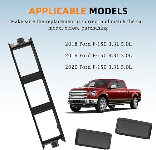 Miniatura 3 de KARPAL Almohadillas para parachoques delantero, tapas de extremo + cubierta central inferior para parachoques delantero, compatible con Ford F-150