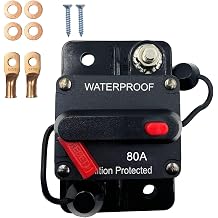 80A Car Audio Inline Circuit Breaker Waterproof DC 12V-48V | with Manual Reset Fuse Holder Inverter, for Car Automotive Marine Boat RV Truck Stereo Audio System