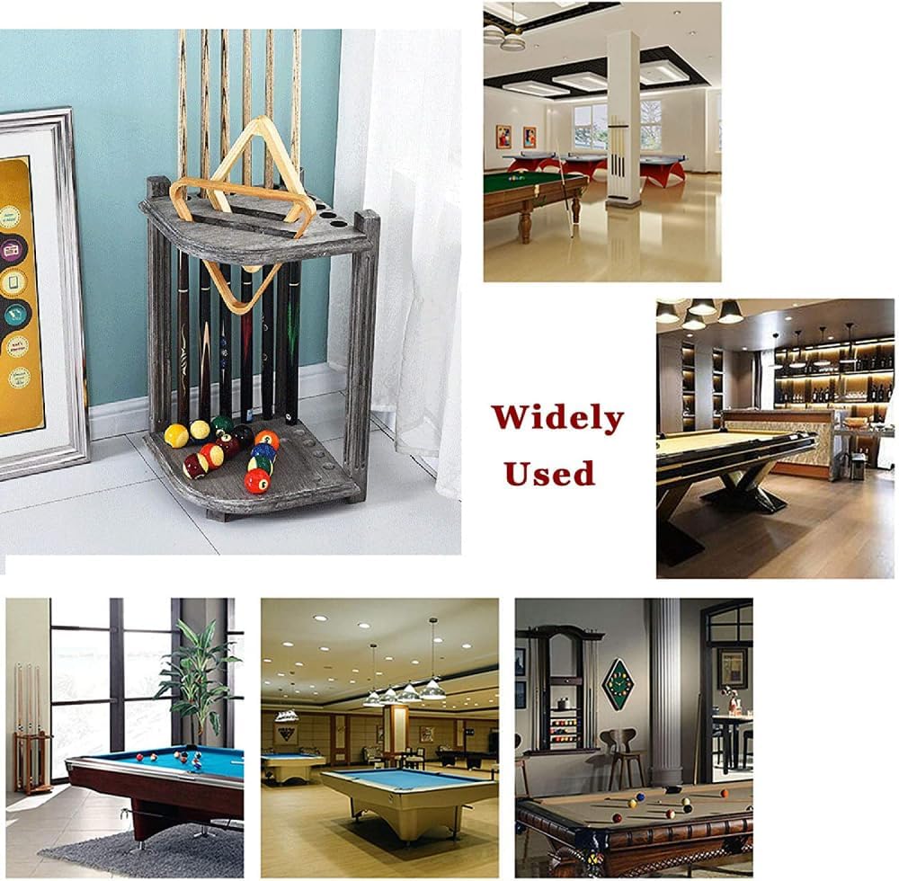 Pool Racks,Billiard Racks Pool Floor Stand, Solid Wood, Pool Stick Holder, Holds 10