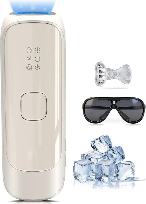 Epilatore Luce Pulsata con Zaffiro-Funzione Ghiaccio：22,6J Luce Pulsata con Tre Modalità Avanzate, 300,000 Flash, Epilatore a Luce Pulsata per Donne e Uomini, Ascelle, Viso, Tutto il Corpo