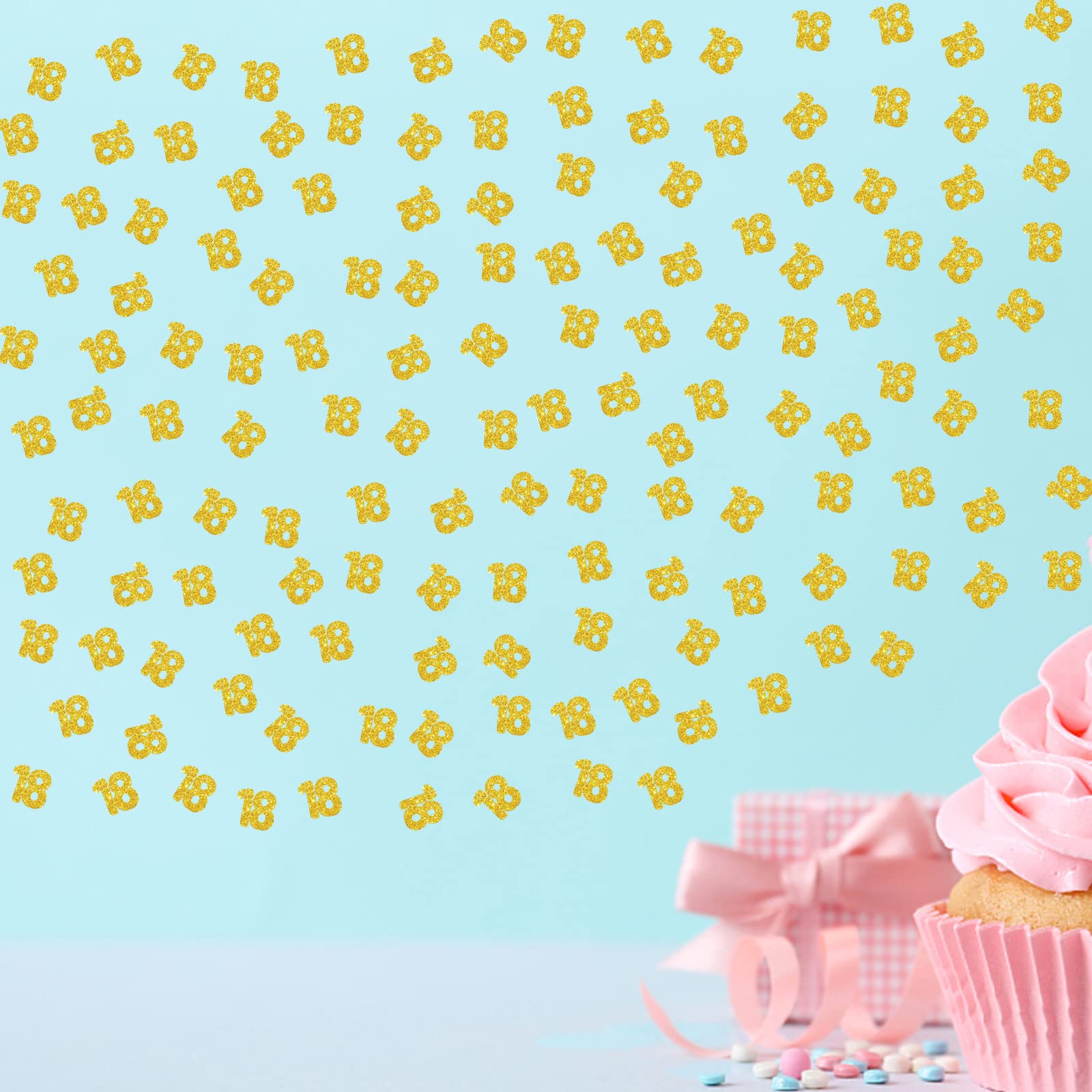100 Stück Konfetti Zahl 18 Aus Glitzerpapier - Rosa, Für 18. Geburtstag Party-Deko