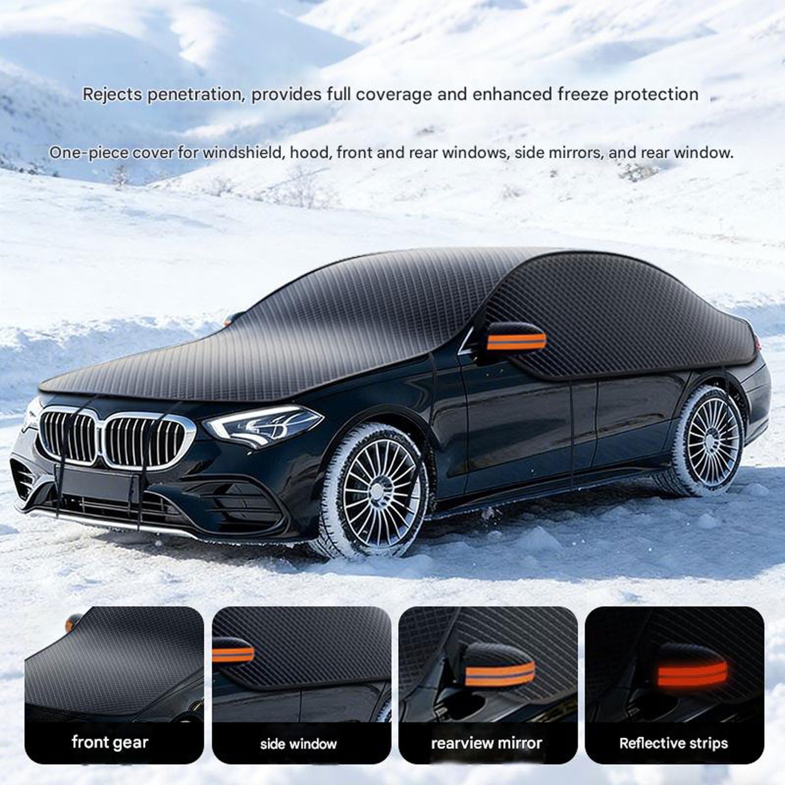 Auto Frontscheibenabdeckung für Peugeot Rifter 2018-2024, Eisschutzfolien Windschutzscheibenabdeckung, Allwetter UV Frostschutz, Auto Zubehör,Large