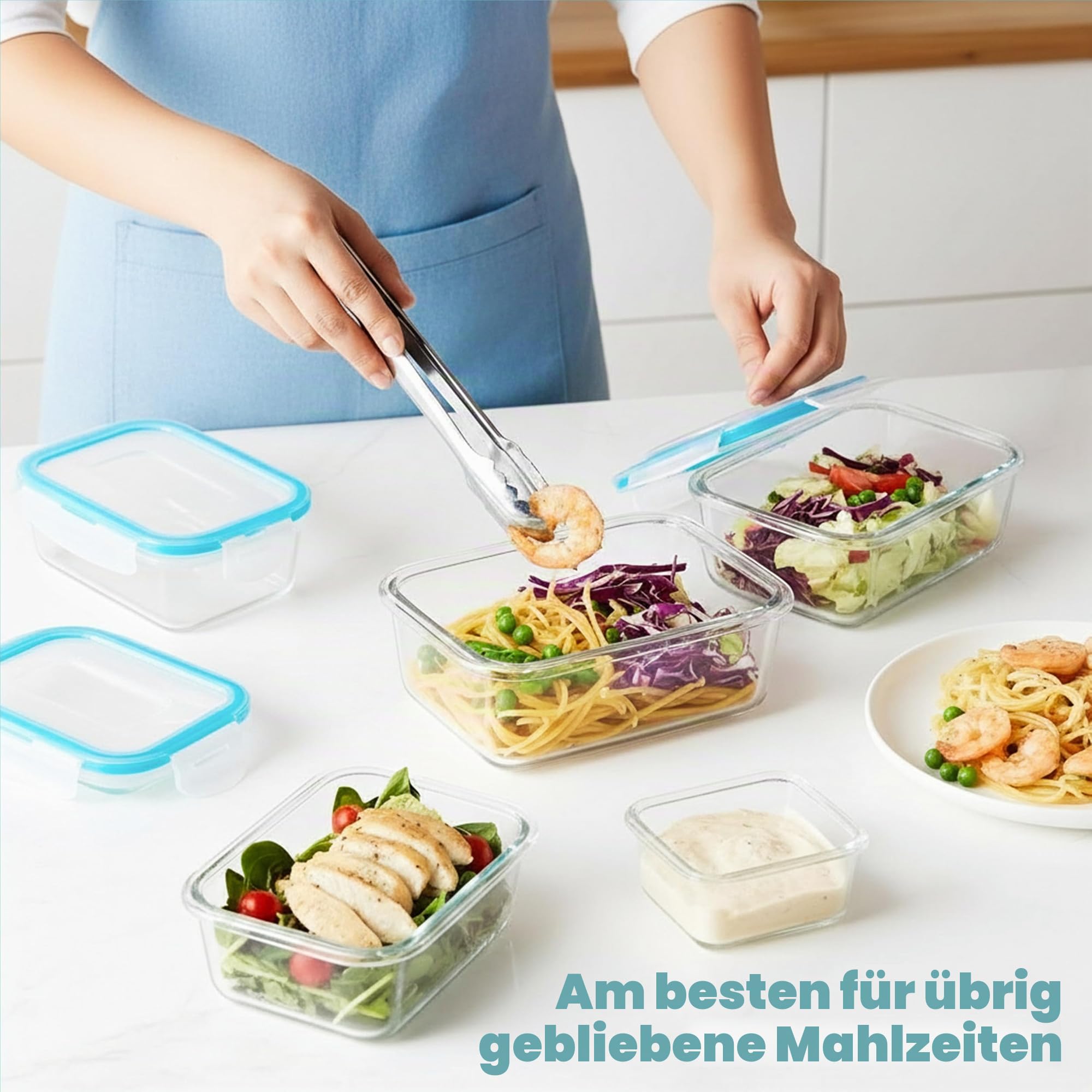 KICHLY Glasbehälter Mit Deckel - meal prep boxen glas - Transparente Erstklassig geeignet für mikrowelle - Luftdicht, Auslaufsicher, BPA-frei - 24er (12 Behälter und 12 Deckel)