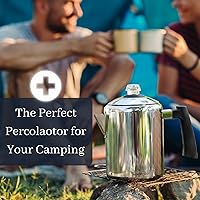 Vista 6 de Mixpresso Cafetera percoladora de acero inoxidable para estufa, cafetera percoladora clásica de 37oz, excelente para acampar, cafetera de 5-8 tazas