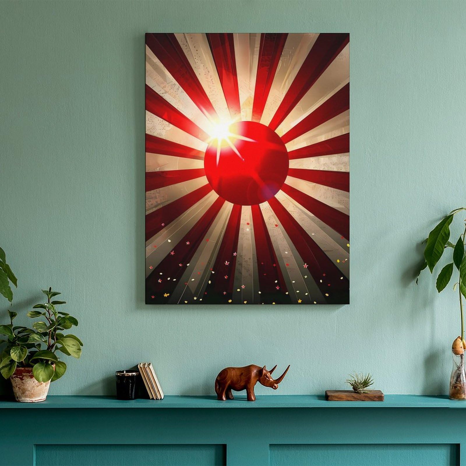 Amazon.com: Japanese Rising Sun Flag Light Rays Printed Art