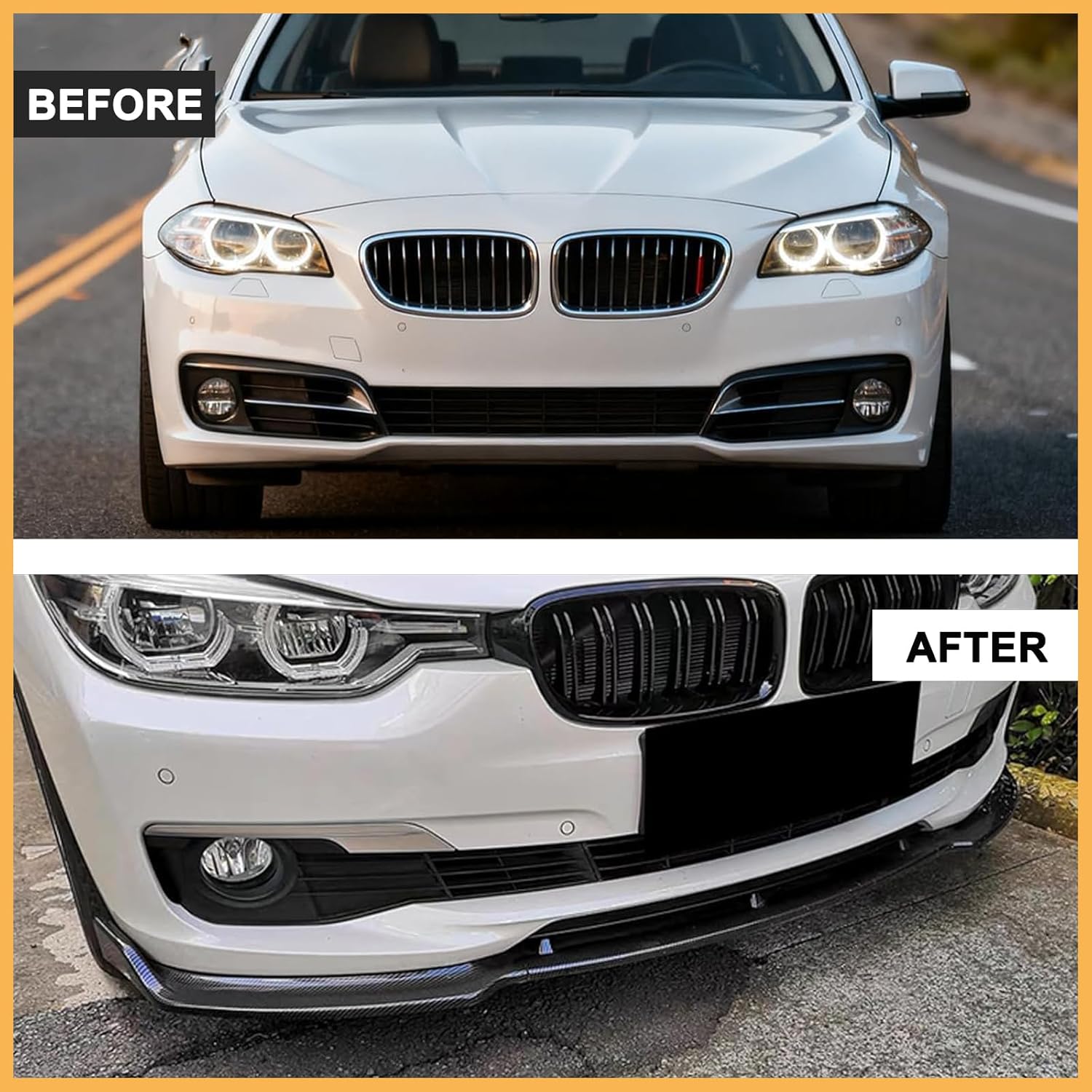 3PCS Front Bumper Lip Splitter Spoiler for 2013-2018 BMW F30 3 Series 323i 325i 325xi 328i 328i xDrive Air Dam Front Splitter Body Kit (Carbon Fiber)